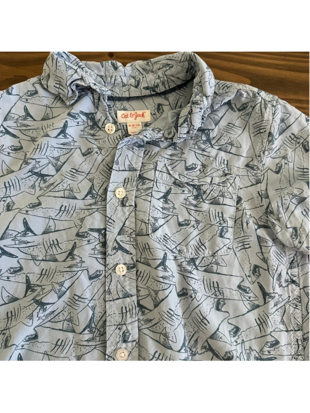 Boys Clothing Lot Cat & Jack Shark Shirt Shorts Size 8 10 Summer Outfit 3 Pc